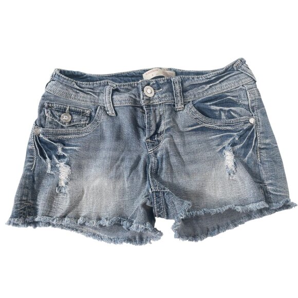 No Boundries Junior Short Shorts Y2K Bling Pocket SZ 9 Anchor - Picture 1 of 7